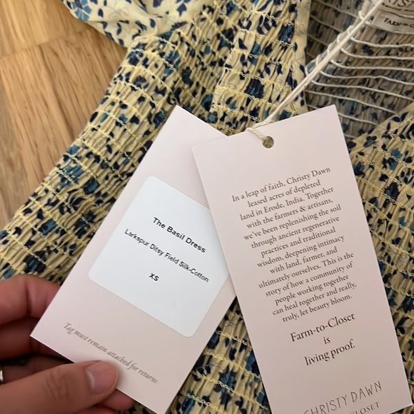 NWT Christy Dawn Basil Dress in Larkspur Ditsy Field Silk-Cotton